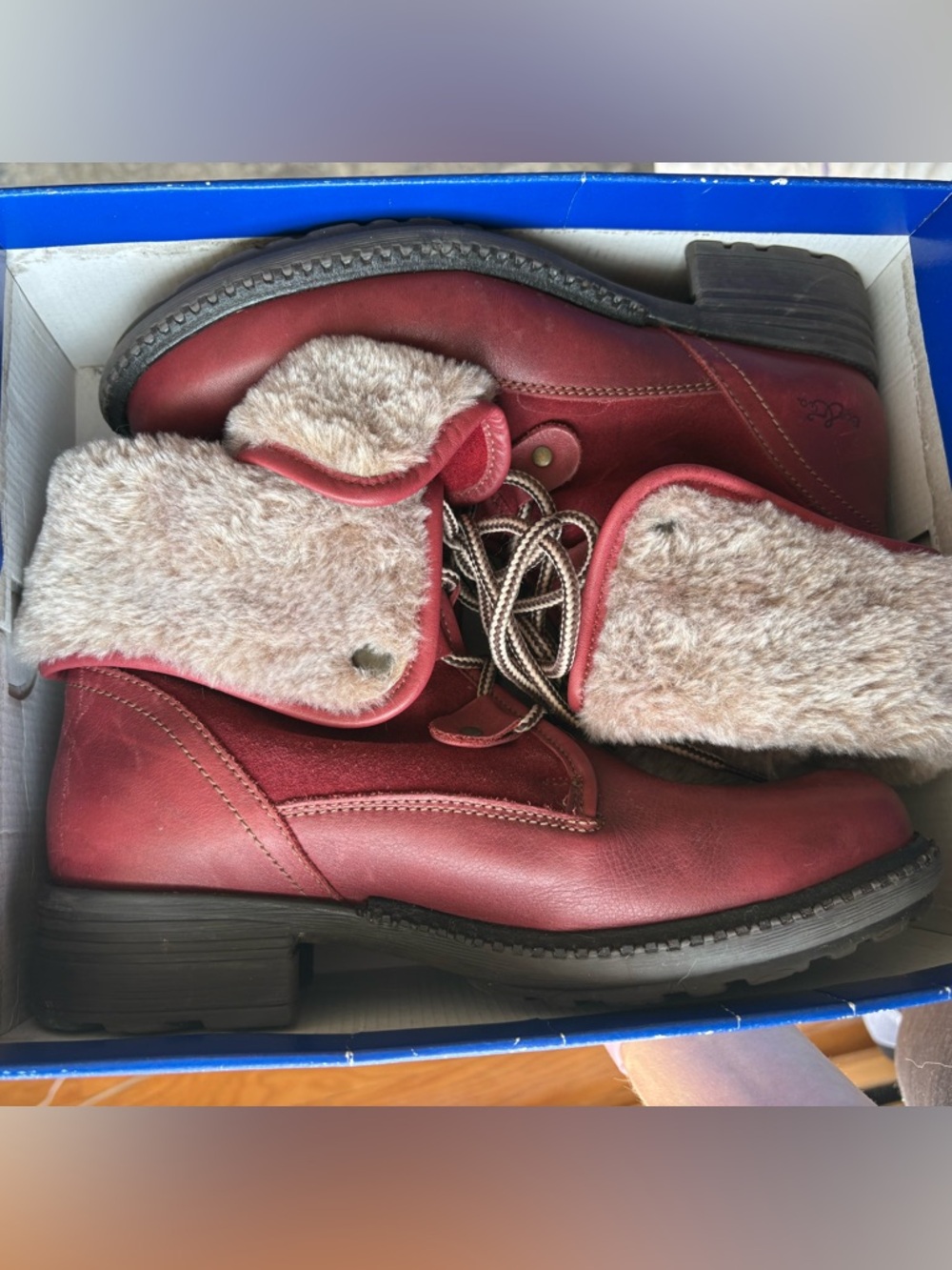 Bos. & Co. Burgundy Suede and Leather Lace-Up Ankle Boots